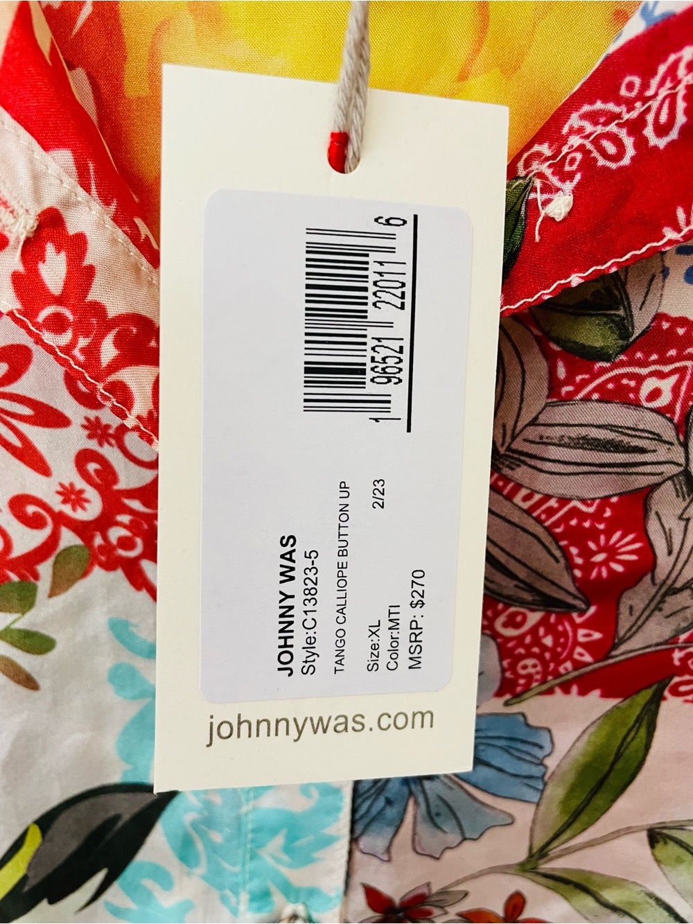Johnny Was Multicolor Patchwork Floral Button-Down Shirt - Picture 3 of 4